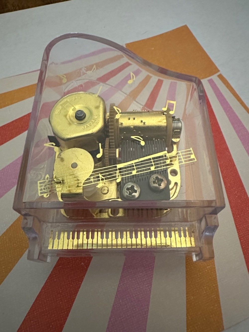 Vintage 1980's Sankyo Music Box Clear Lucite Grand Piano Works And Plays Nicely